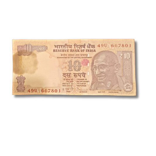 ₹10 Old Note Packet | Prefix 49U | Serial 667801 | Includes 786 Bismillah Number | Governor D. Subbarao | Excellent Condition | 100 Notes