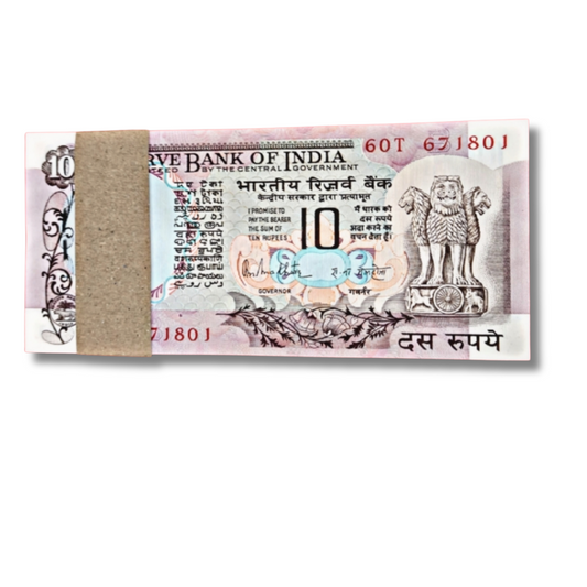 ₹10 Old Peacock Note Packet | Prefix 60T | Serial 671801 | R. N. Malhotra