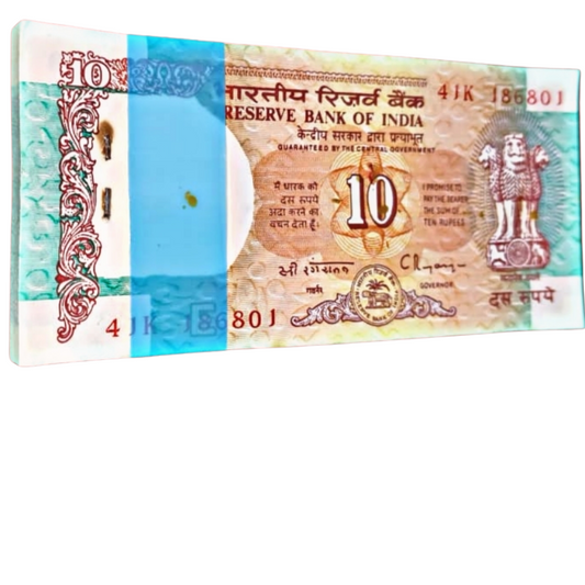 ₹10 Shalimar Note Packet | Prefix 41K Serial 186801 | Reverse 108 Holy Number | Governor C. Rangarajan | UNC