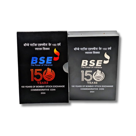 ₹150 Proof Coin – 150 Years of Bombay Stock Exchange | Premium Wooden Box | 

