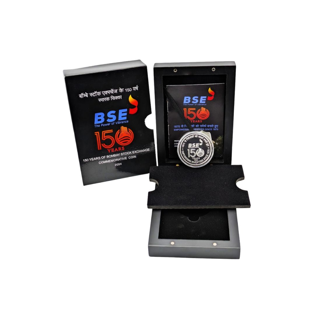 ₹150 Proof Coin – 150 Years of Bombay Stock Exchange | Premium Wooden Box | Government Mint

