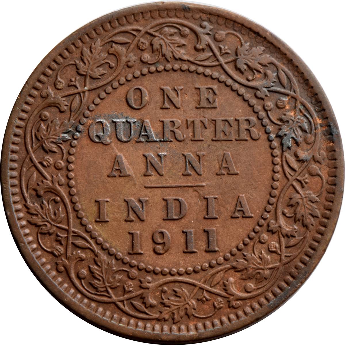 One Quarter Anna 1911 George V King Emperor Rare Item