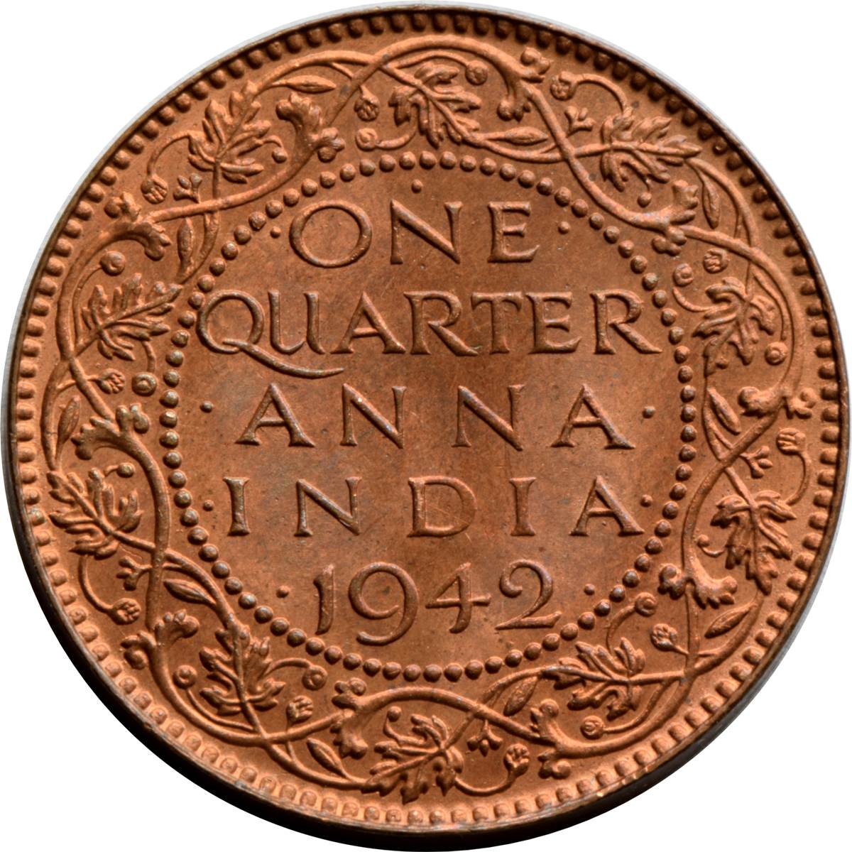 One Quarter Anna 1942 George V King Given Different Good Condition