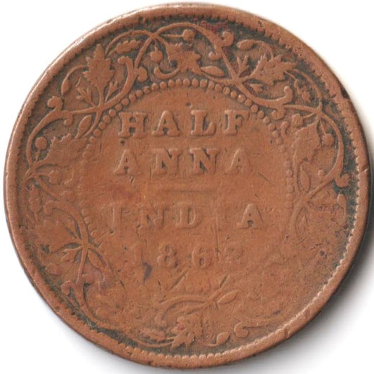 1862 Victoria Half Anna Big Size British India Coin Rare Item - Collection Bazzar