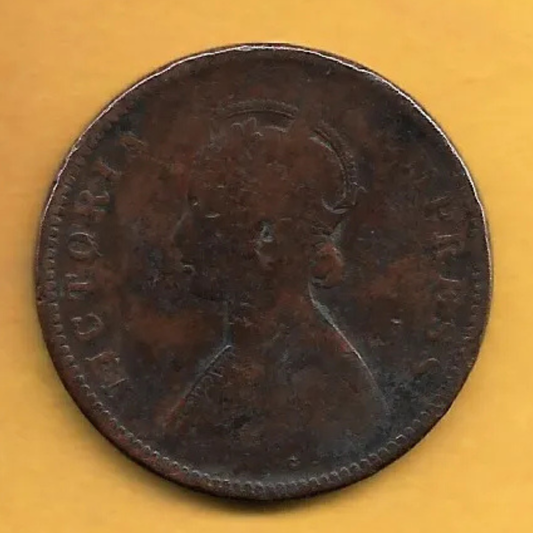 1877 Victoria Half Anna Big Size British India Coin Rare Item - Collection Bazzar
