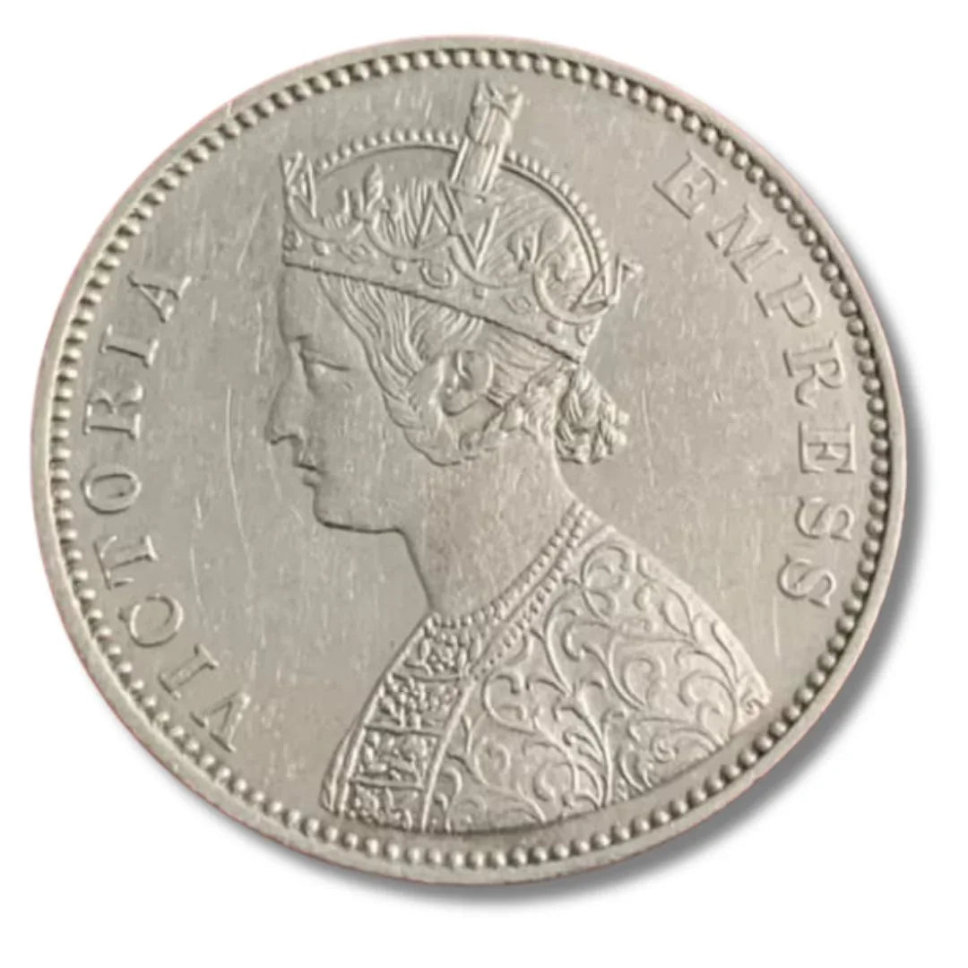 1878 British India Queen Victoria Empress silver one rupee coin, excellent condition