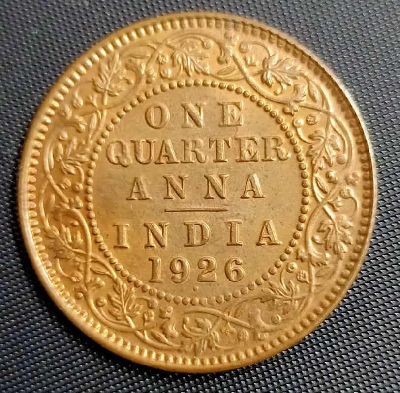 One Quarter Anna 1926 George V King Given Different Good Condition