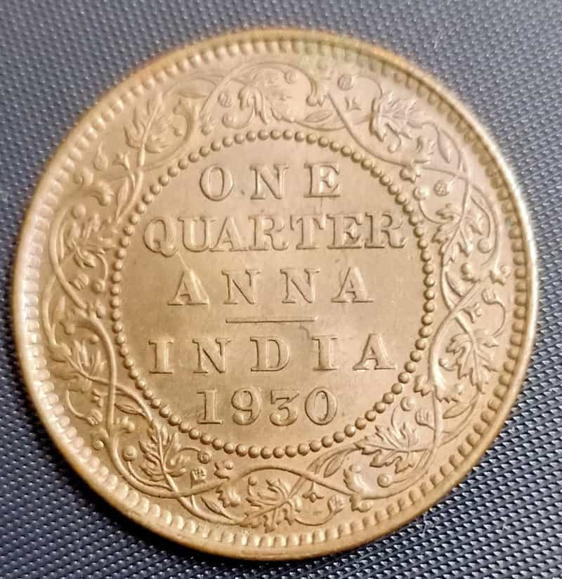 One Quarter Anna 1930 George V King Given Different Good Condition