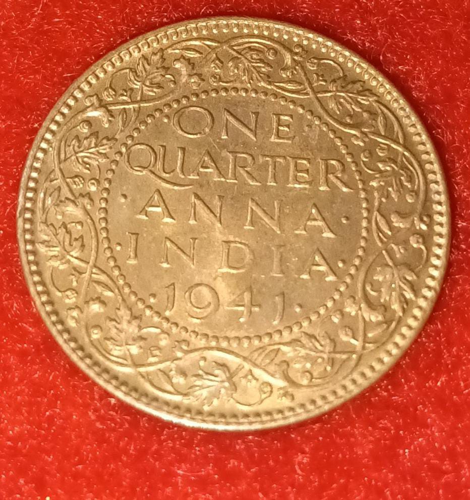 One Quarter Anna 1941 George V King Given Different Good Condition