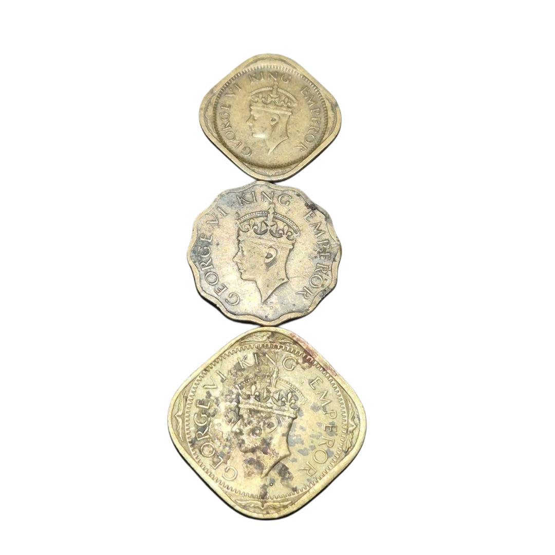 1942 Coin Set 3 | Half anna , 1 Anna , 2 Anna | George VI King Emperor - Collection Bazzar