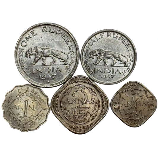 1947 Complete set George Vi King Set Extremely Rare 5 Coin - Collection Bazzar