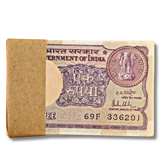 ₹1 big coin note, 1981 ₹1 note, R N Malhotra signature, Jai Shree Ram number note, religious note India, UNC note packet, old ₹1 notes, rare Indian currency, serial number packet
