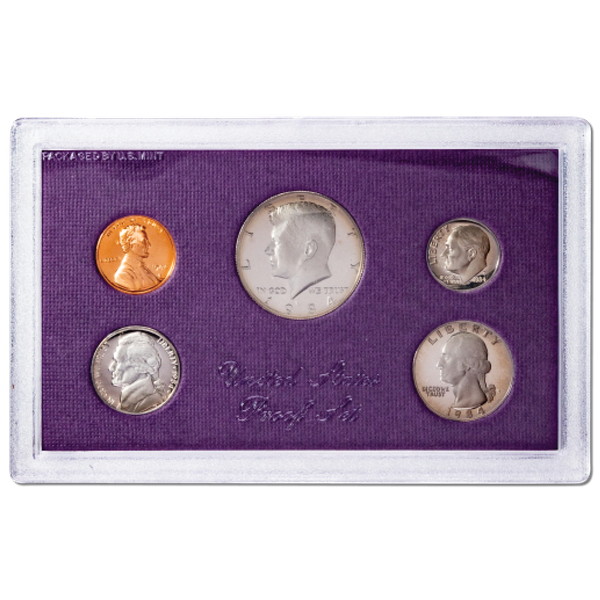 1984 United States Proof Coin Set | 5 Coins – 1 Cent, 5 Cent, 10 Cent, Quarter, Half Dollar - Collection Bazzar