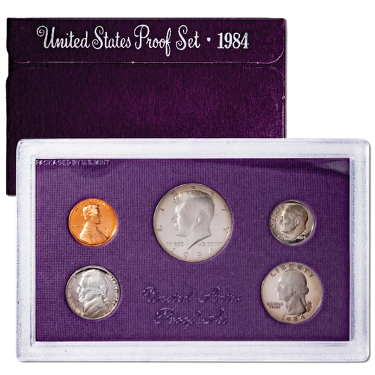 1984 United States Proof Coin Set | 5 Coins – 1 Cent, 5 Cent, 10 Cent, Quarter, Half Dollar - Collection Bazzar