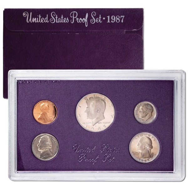 1987 United States Proof Coin Set | 5 Coins – 1 Cent, 5 Cent, 10 Cent, Quarter, Half Dollar - Collection Bazzar