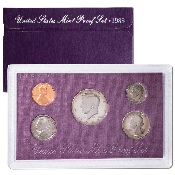 1988 United States Proof Coin Set | 5 Coins – 1 Cent, 5 Cent, 10 Cent, Quarter, Half Dollar - Collection Bazzar