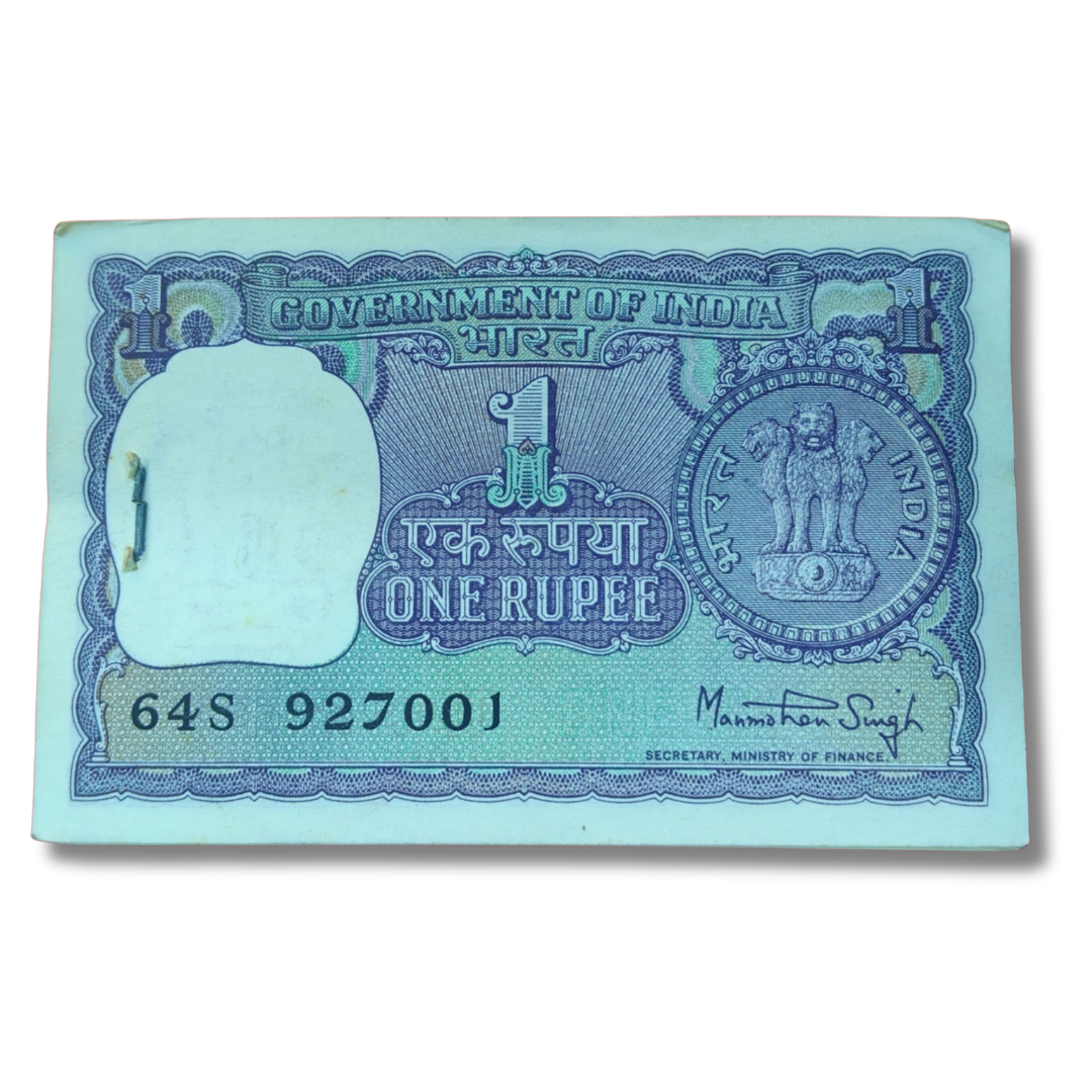 ₹1 Big Coin Note Packet 1964 – Serial 927001 – Manmohan Singh Sign – 100 UNC Notes