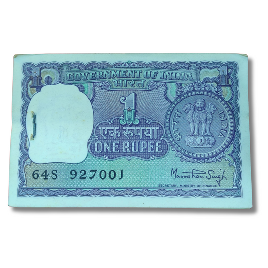 ₹1 Big Coin Note Packet 1964 – Serial 927001 – Manmohan Singh Sign – 100 UNC Notes