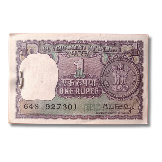 ₹1 Big Coin Note Packet 1977 – 64S Prefix with 143 I Love You Ending – Manmohan Singh UNC