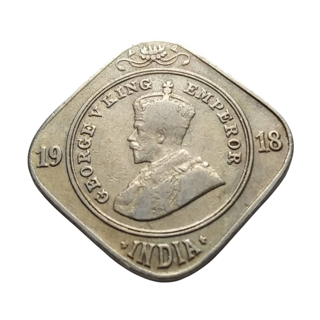 2 Anna Coin 1918 George V King Emperor | Rare Collectible - Collection Bazzar