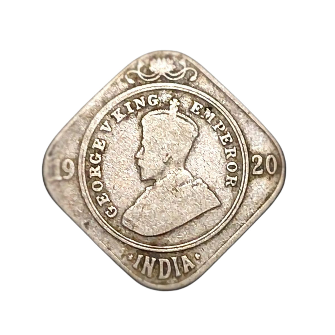 2 Anna Coin 1920 George V King Emperor | Rare Collectible - Collection Bazzar