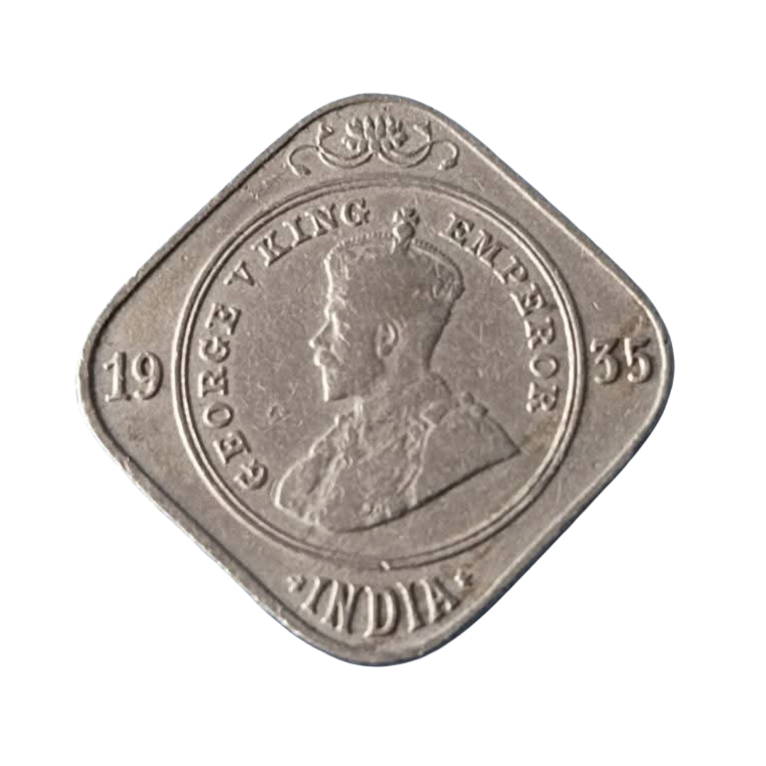 2 Anna Coin 1935 George V King Emperor | Rare Collectible - Collection Bazzar