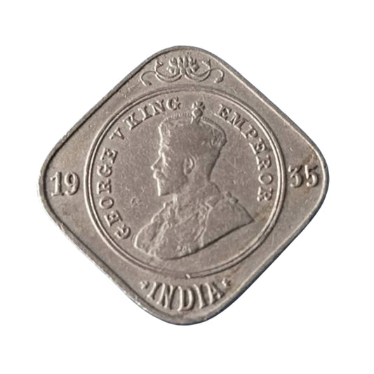 2 Anna Coin 1935 George V King Emperor | Rare Collectible - Collection Bazzar