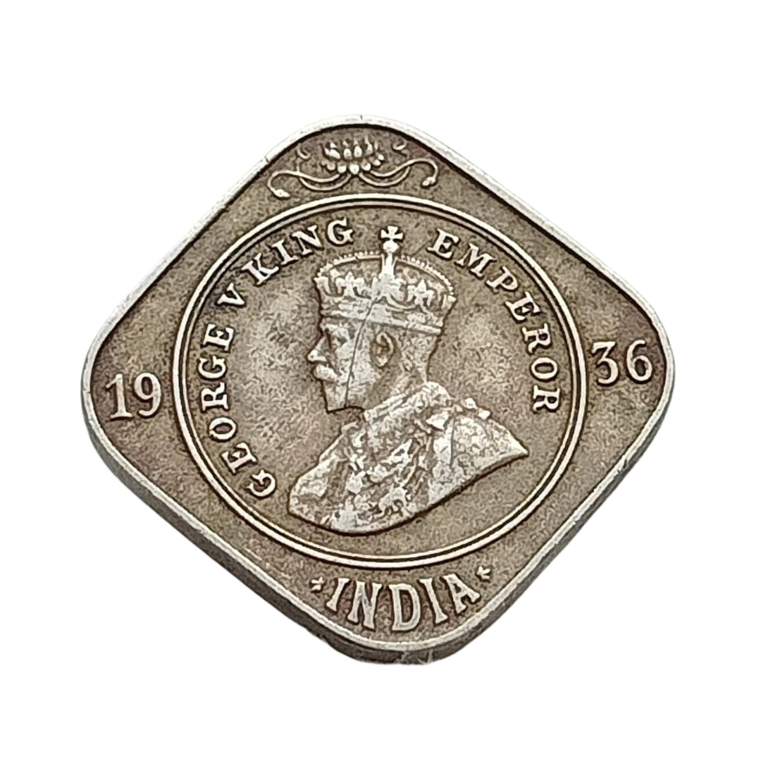 2 Anna Coin 1936 George V King Emperor | Rare Collectible - Collection Bazzar