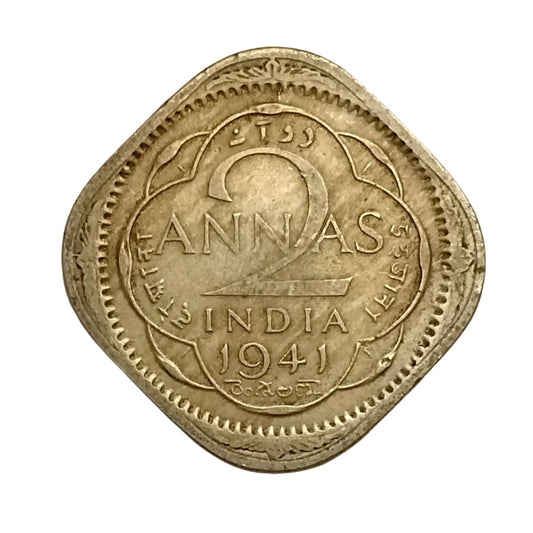 2 Anna Coin 1941 George VI King Emperor | Rare Collectible - Collection Bazzar