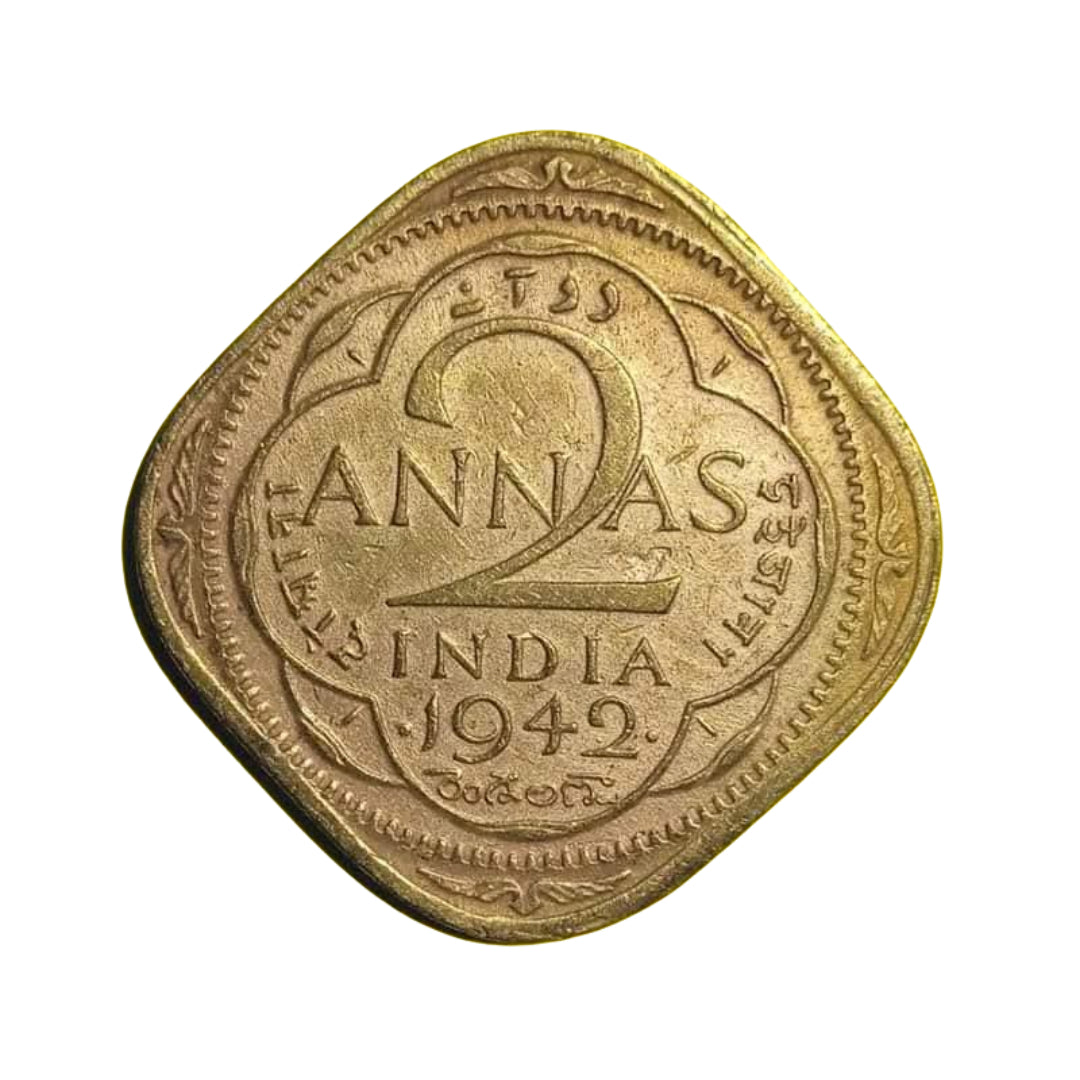 2 Anna Coin 1942 George VI King Emperor | Rare Collectible - Collection Bazzar