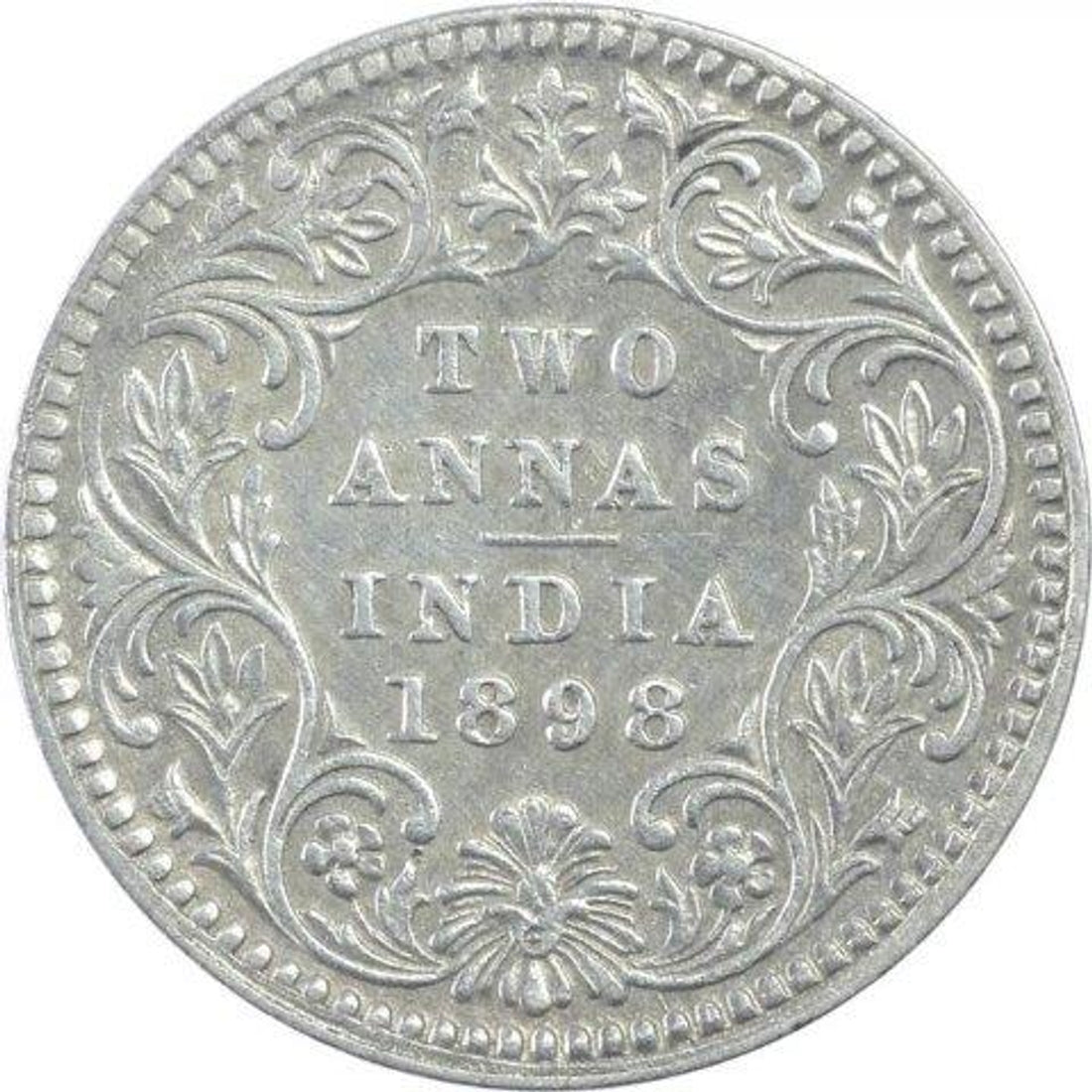 2 Anna Silver Coin 1898 Victoria Empress Rare Item - Collection Bazzar