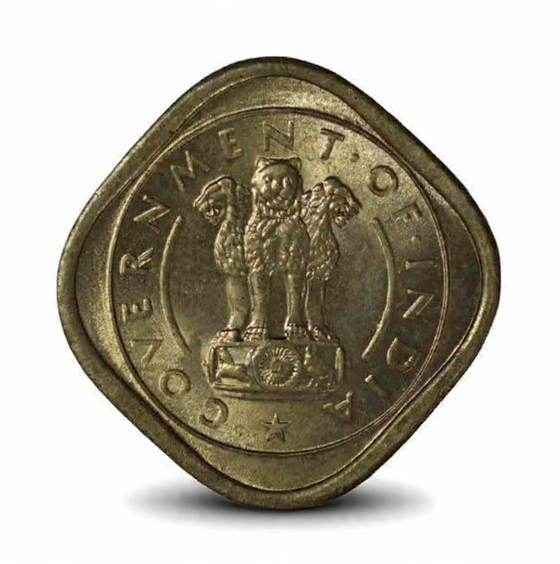 2 Annas Coin 1954 Indian - Bull Series, Copper-Nickel - Collection Bazzar