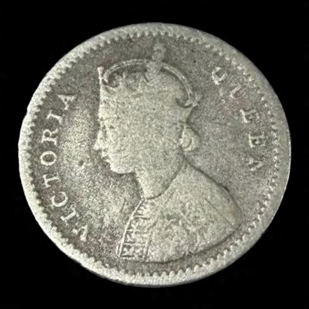 2 Annas Silver Coin 1874 British India - Victoria Queen - Collection Bazzar