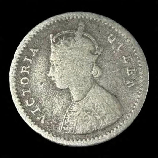 2 Annas Silver Coin 1874 British India - Victoria Queen - Collection Bazzar