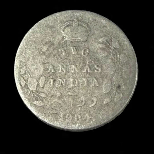 2 Annas Silver Coin 1904 British India - Edward VII King and Emperor As Per Image - Collection Bazzar