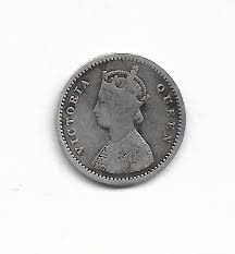 2 anna Queen victoria 1874 silver coin rare collectible - Collection Bazzar