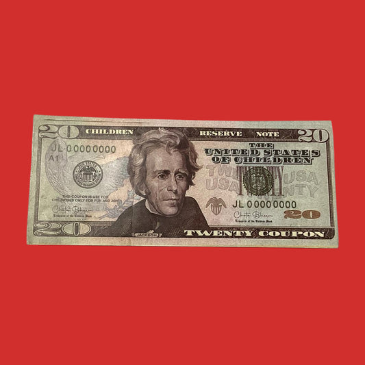 20 Dollar Coupon Children Bank 50 Notes Packet Children Play - Collection Bazzar