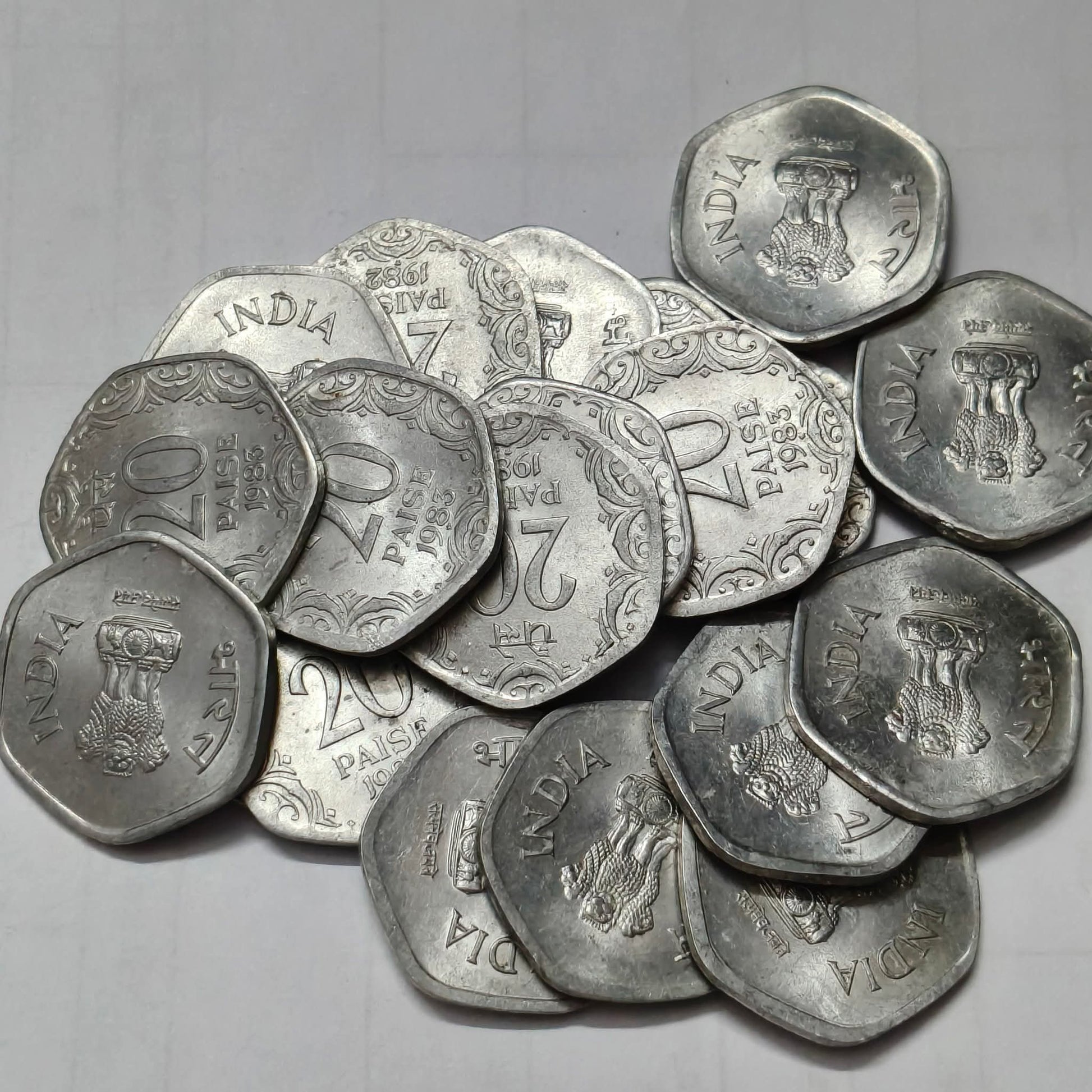 20 Paisa Alluminium Magnisium Mix Mint Mix Year BUNC With Original Luster 100 qty - Collection Bazzar