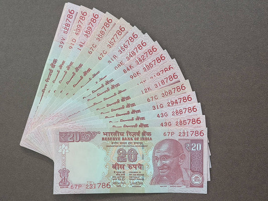 SPECIAL FOR HOLY NUMBER 786 LOVER'S 

20 RS. TELESCOPIC ENDING XXX786 {50} NOTES 

URJIT R PATEL 2017
PREFIX / INSET : MIX
GEM BUNC CHOCOLATE CRISPY - Collection Bazzar