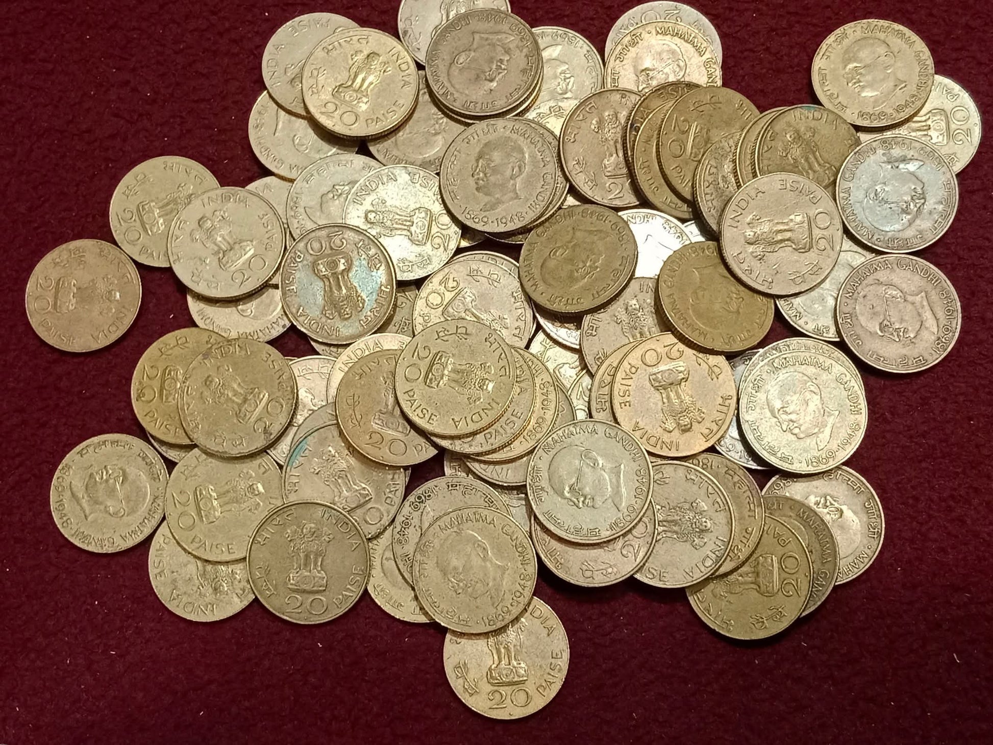 20 paisa  10 pis mahatma gandhi 1869-1948 rare collectible - Collection Bazzar