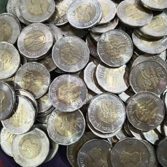 ₹20 Coin 2021 Azadi Ka Amrit Mahotsav 75th Year of Independence bi-metallic UNC commemorative coin lot