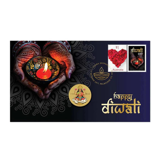 2017 Tuvalu - 1 Dollar - Happy Diwali - Mata Laxmi Colored Coin - Collection Bazzar