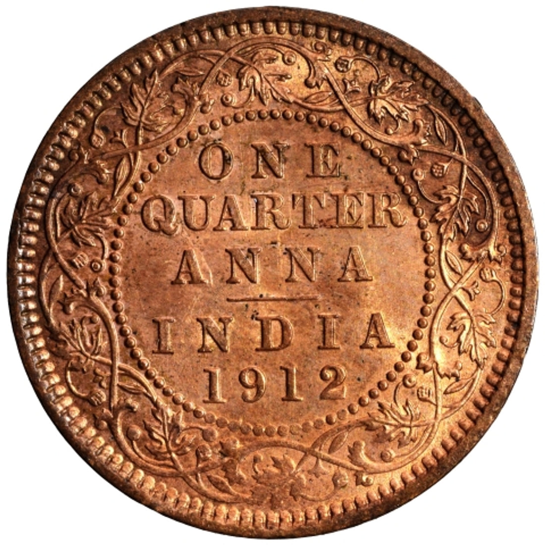 One Quarter Anna 1912 George V King Given Different Good Condition