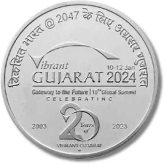₹20 UNC Coin – 20 Years of Vibrant Gujarat Summit | Official Folder Pack | Government Mint