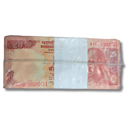 Rs 20 telescopic note, tripling fancy number, 232323 note, UNC currency, fancy number notes, rare serial notes, rim packet, collectible Indian notes

