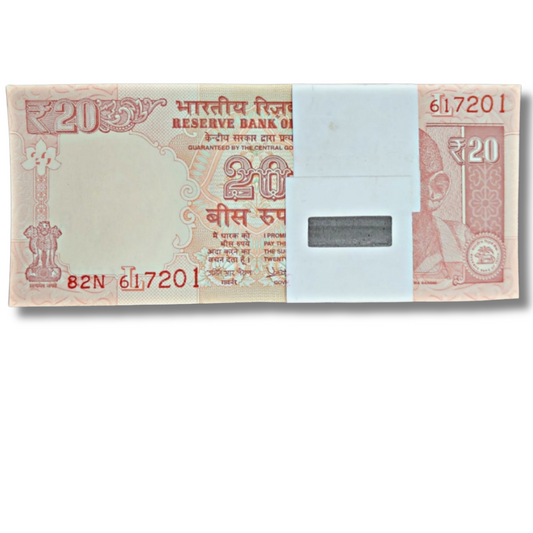 ₹20 Telescopic Note Packet – 82N Prefix Serial 617201 | Urjit R. Patel