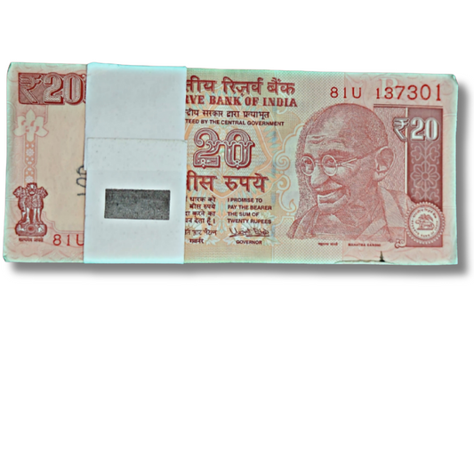 ₹20 Telescopic Note Packet | Prefix 81U Serial 137301 | Governor Urjit Patel | UNC Condition