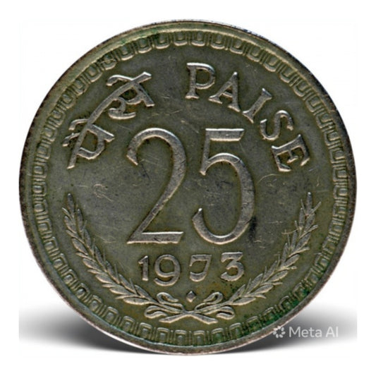 25 Paise Coin 1973 Mix Mint Old Coins India Collection - Collection Bazzar