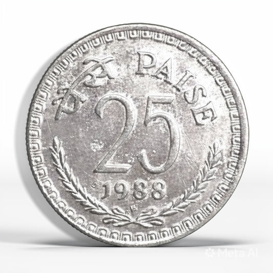 25 Paise Coin 1988 Mix Mint Old Coins India Collection - Collection Bazzar