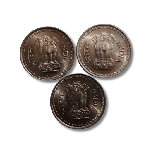 25 Paise Coin Set India 1986 1987 1988 Bombay Mint Scarce Collectible